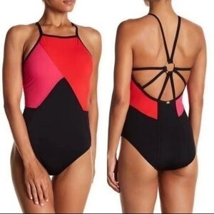 Miraclesuit Amoressa Colorblock One Piece Designer Swimsuit Pink Red Black 14